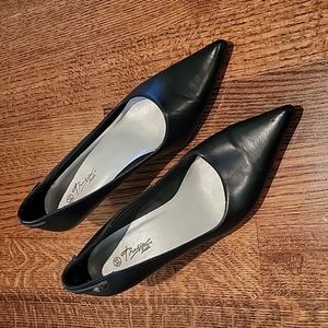 Black pointed toe heels, size 9.5